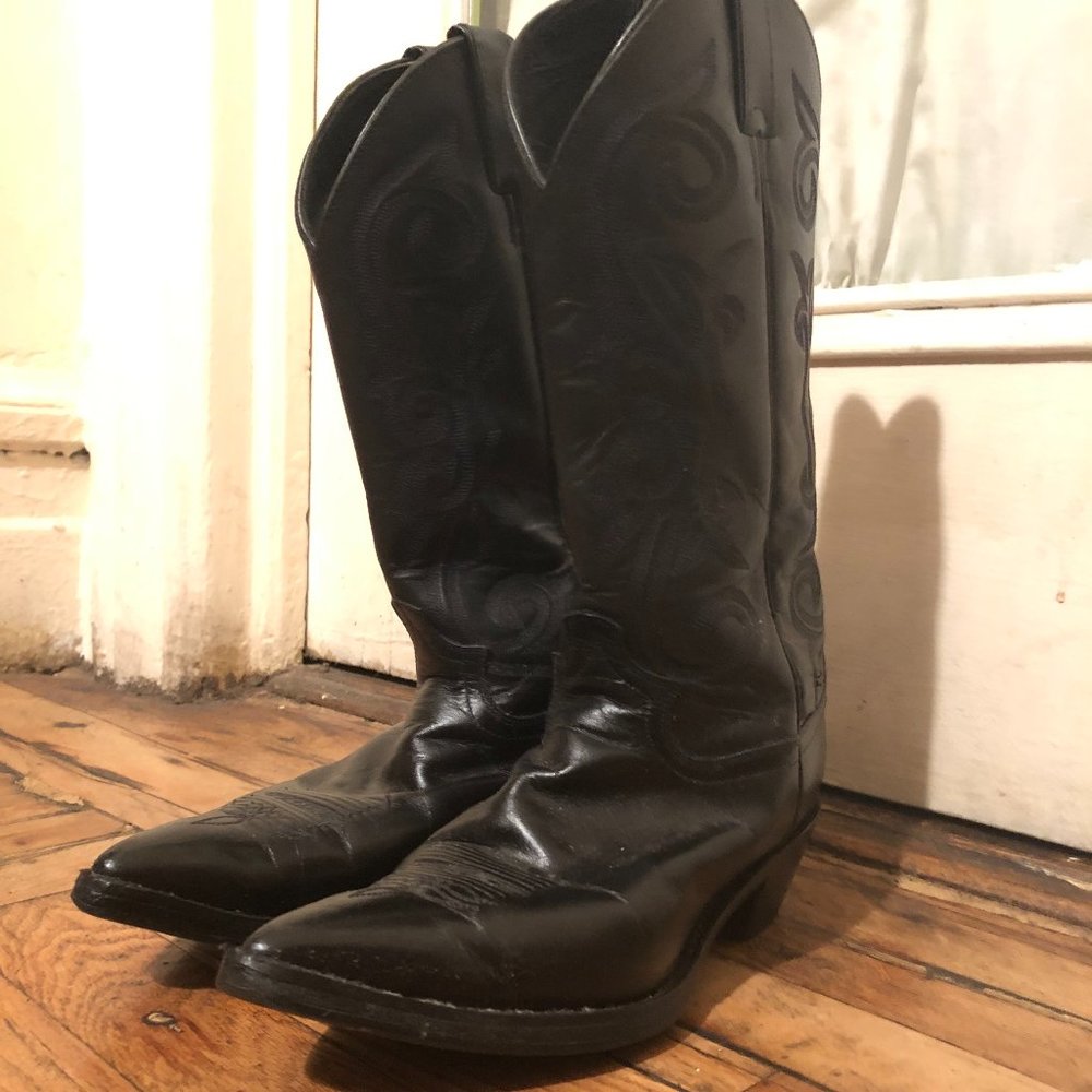 Black Leather Justin Boots Western Cowboy Boots Size 10.5